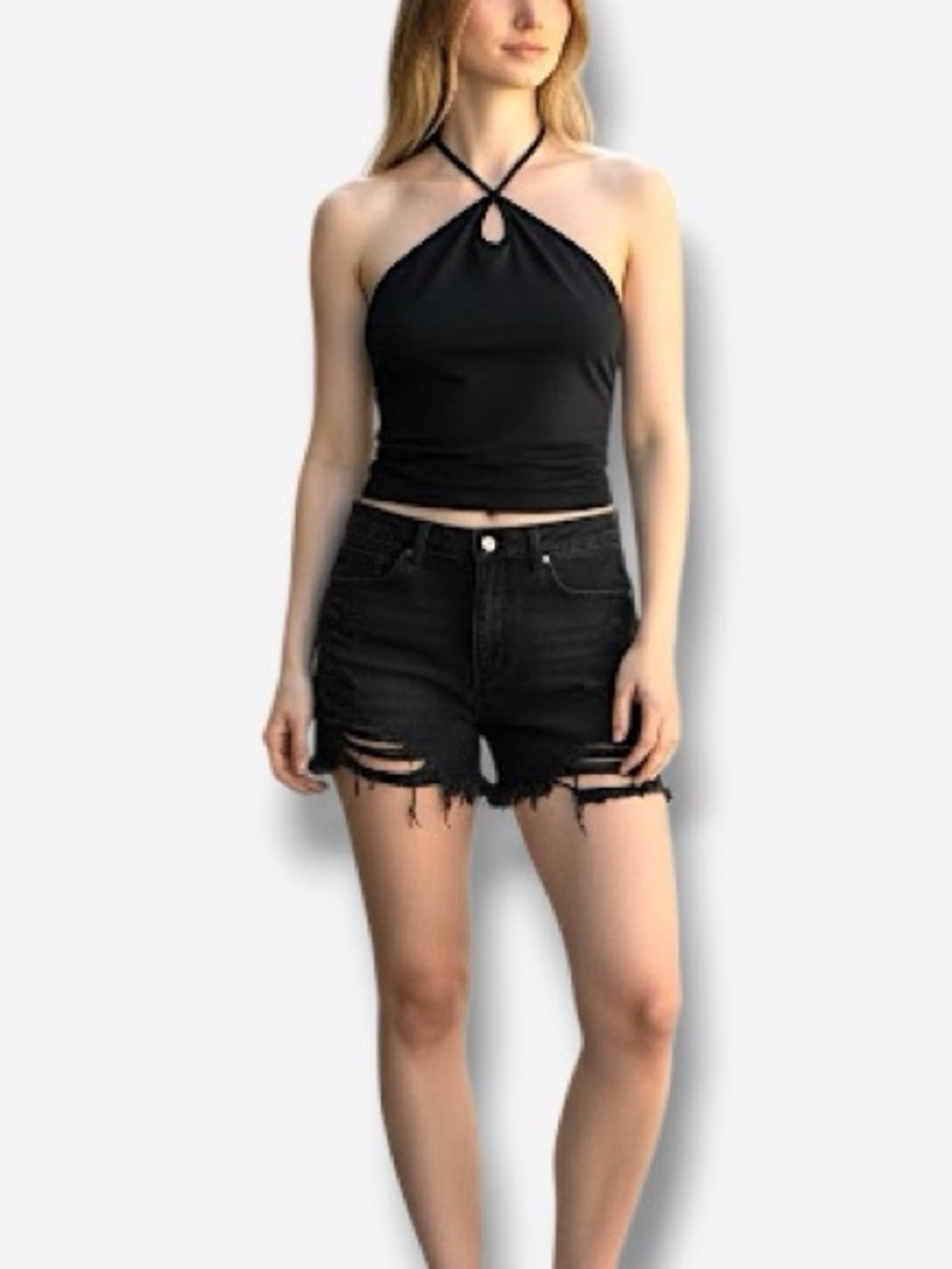 🌸New🌸 Zara Crossed Halter Top Size Large Black Cropped NWT